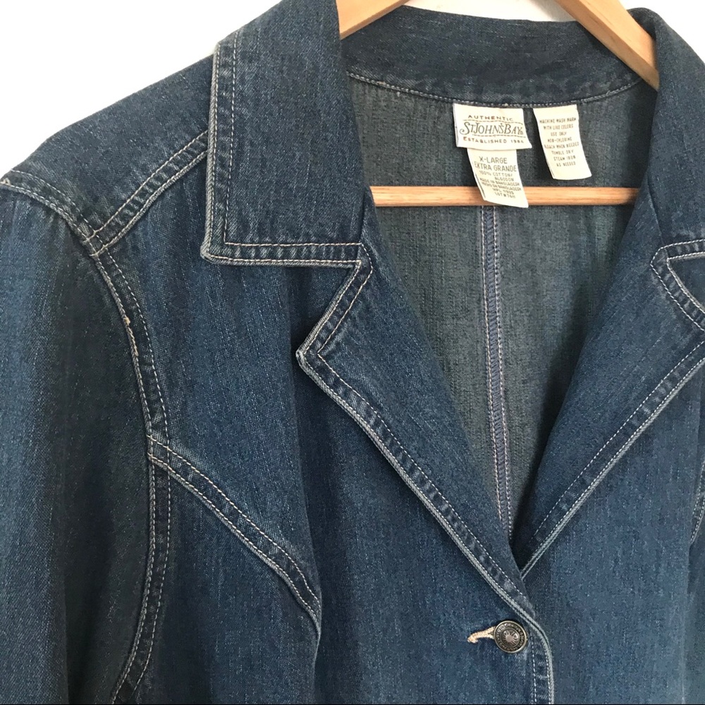 St. John’s Bay Denim Blue Button Collar Jacket XL - Picture 2 of 8